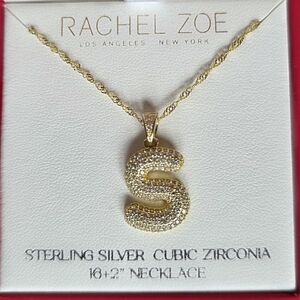 Rachel Zoe Letter "S" Necklace, Sterling SilverCubic Zirconia, Size: 0.6X0.6in